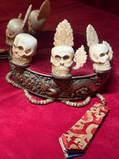 Tibetan Antique Ritual Oracle Diadem Skull Crown