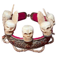 Tibetan Antique Ritual Oracle Diadem Skull Crown
