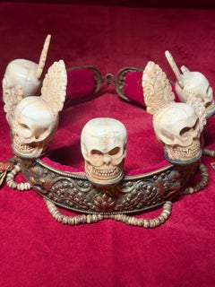 Tibetan Antique Ritual Oracle Diadem Skull Crown
