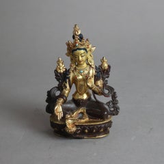 Tibetan Bronze and Polychromed White Tara Statue 20thC