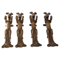 Tibetan Bronze Horse Door Pull Handle Jumping Male Animal Shape Set of 4