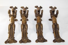 Tibetan Bronze Horse Door Pull Handle Jumping Male Animal Shape Set of 4