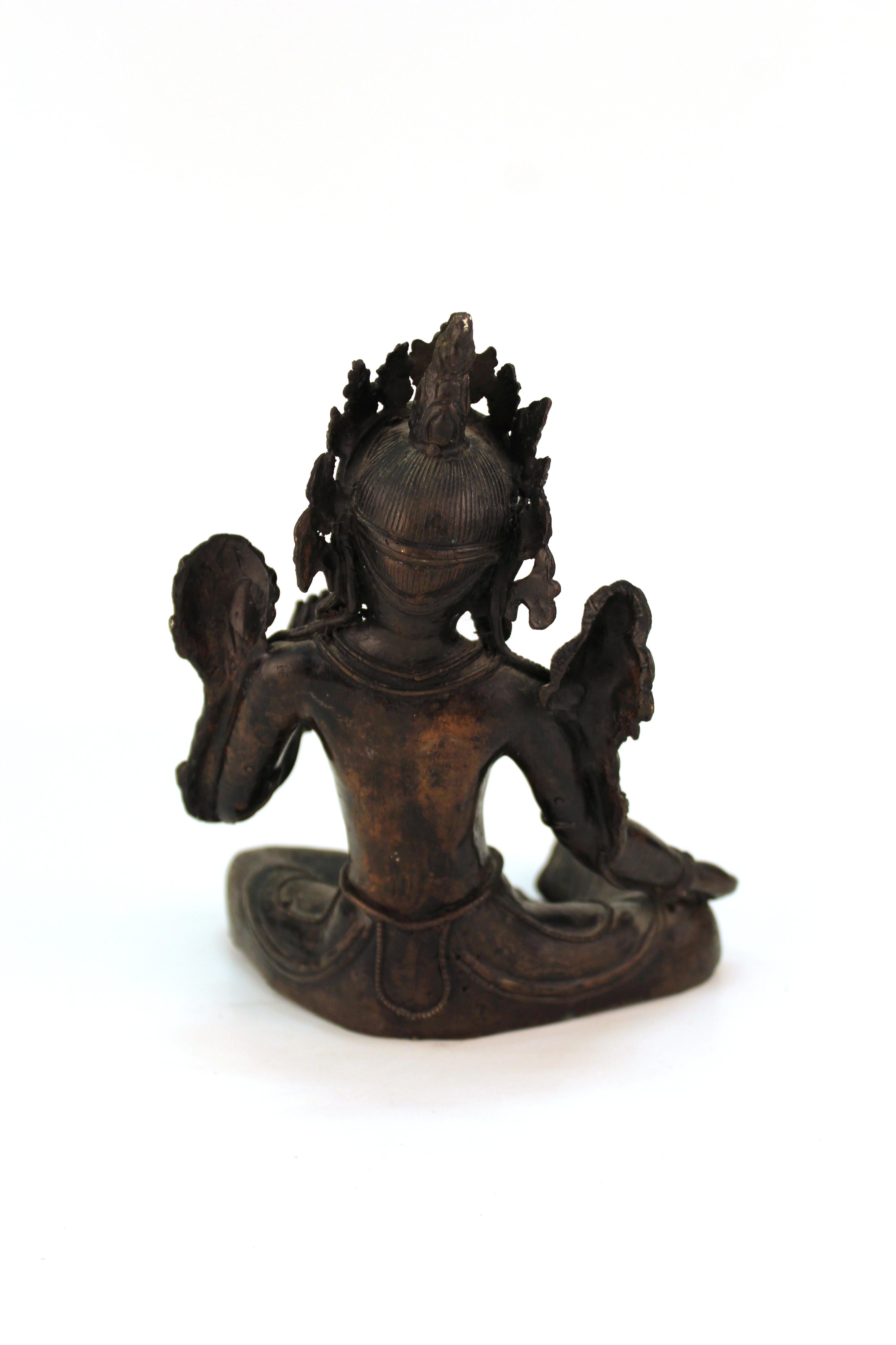 20th Century Tibetan Bronzed Metal Buddhist Sculpture of the Seated Bodhisattva Tara