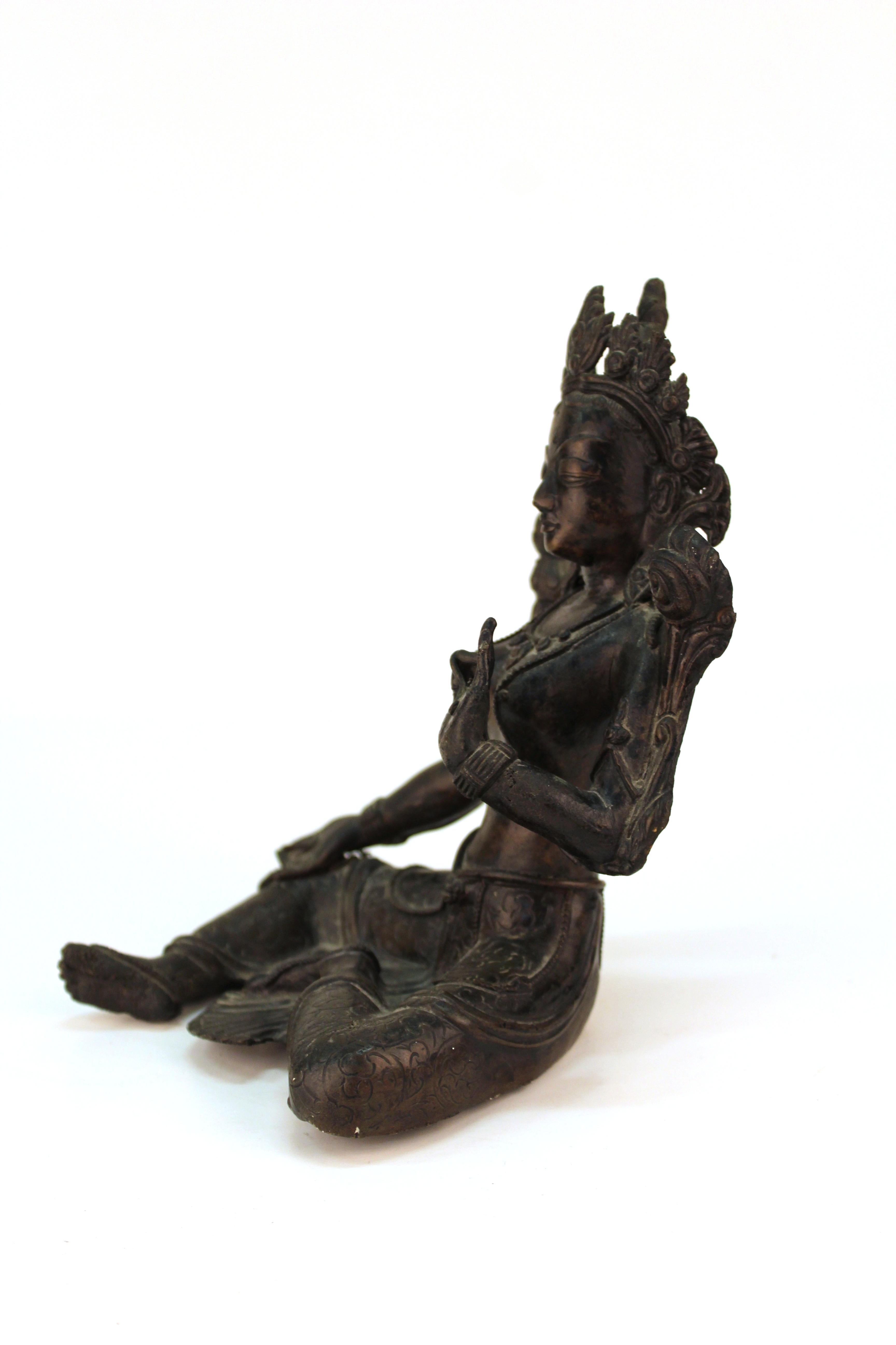 Tibetan Bronzed Metal Buddhist Sculpture of the Seated Bodhisattva Tara 1