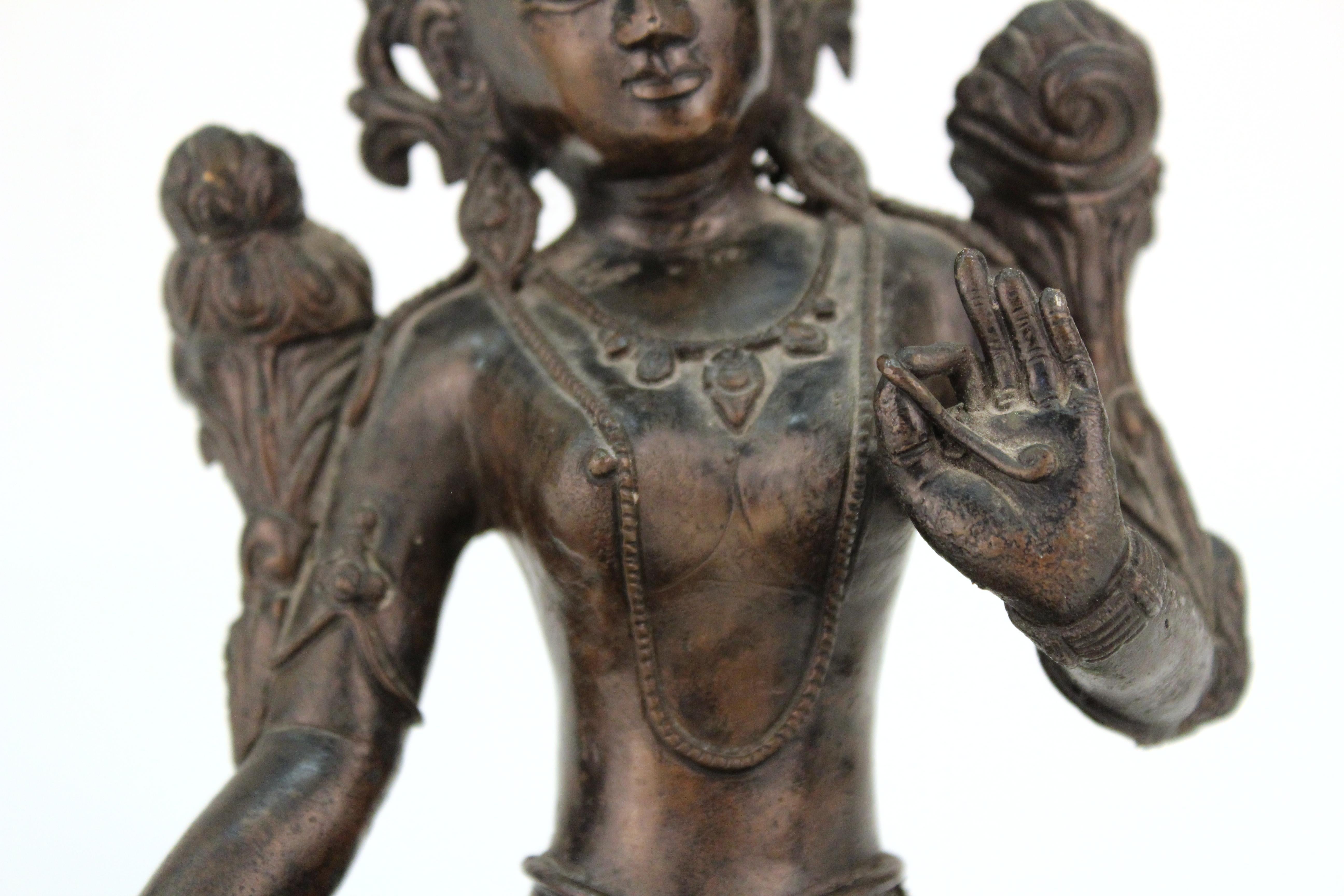 Tibetan Bronzed Metal Buddhist Sculpture of the Seated Bodhisattva Tara 3