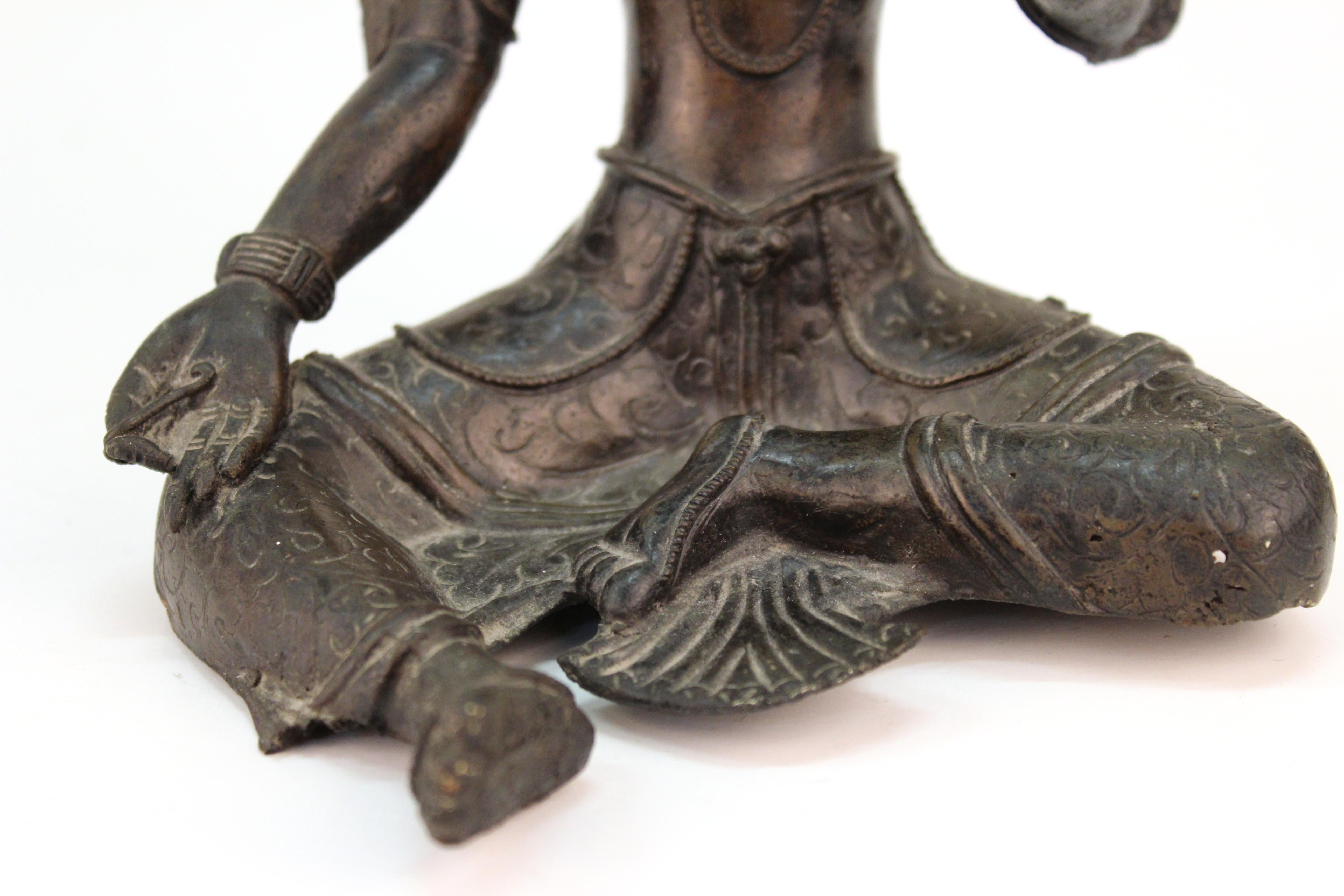 Tibetan Bronzed Metal Buddhist Sculpture of the Seated Bodhisattva Tara 4