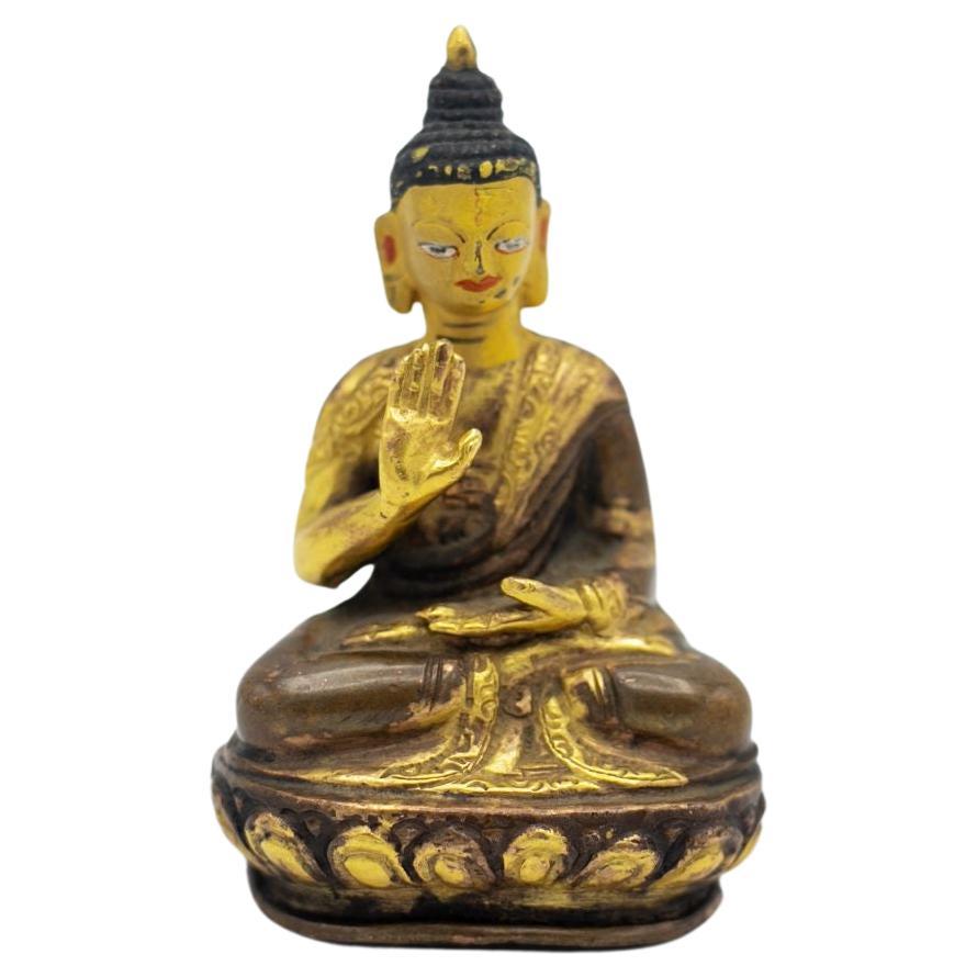 Tibetan Buddha Blessing in Bronze For Sale