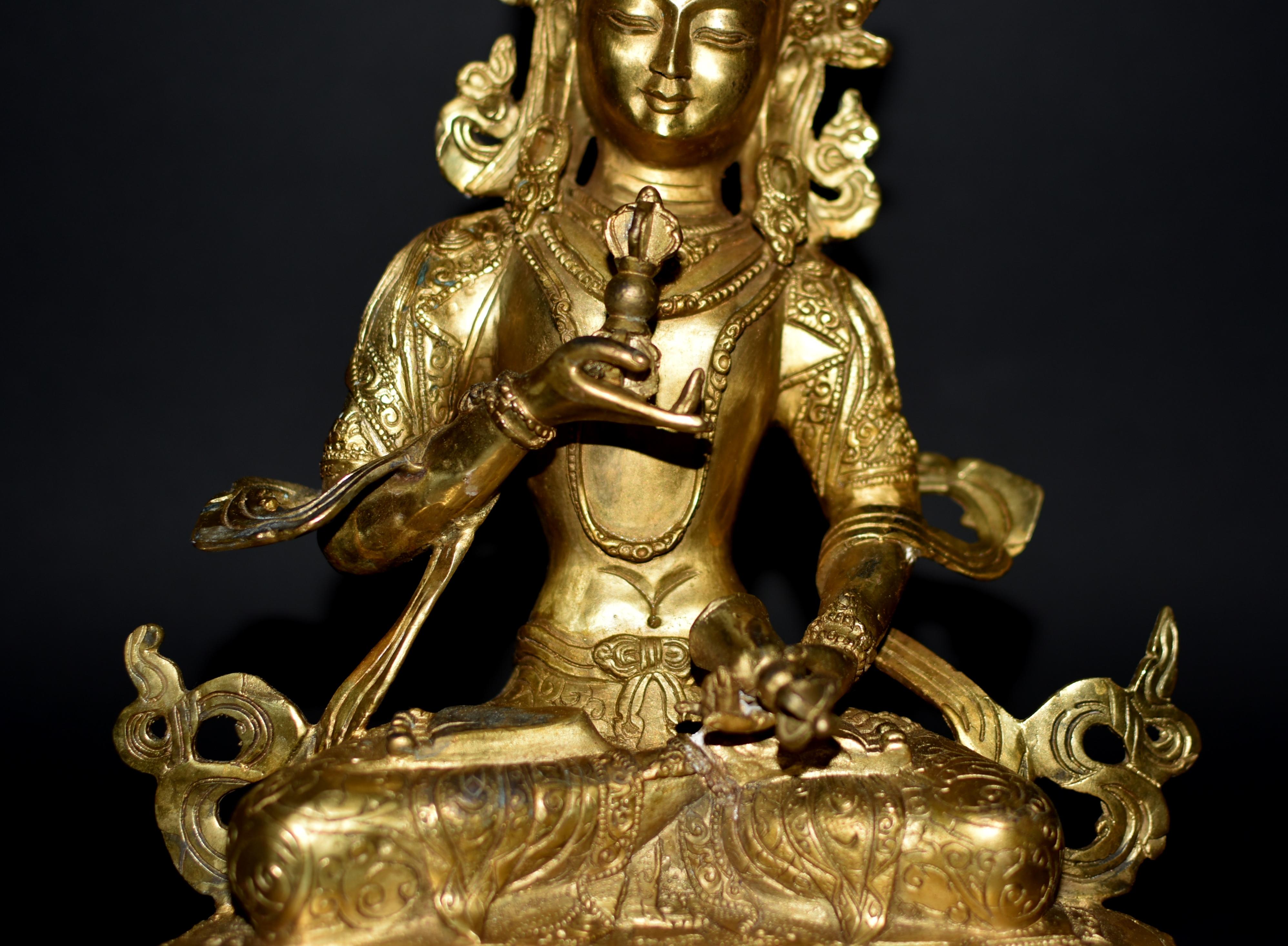 Tibetischer Buddha Vajrasattva aus vergoldeter Bronze 12