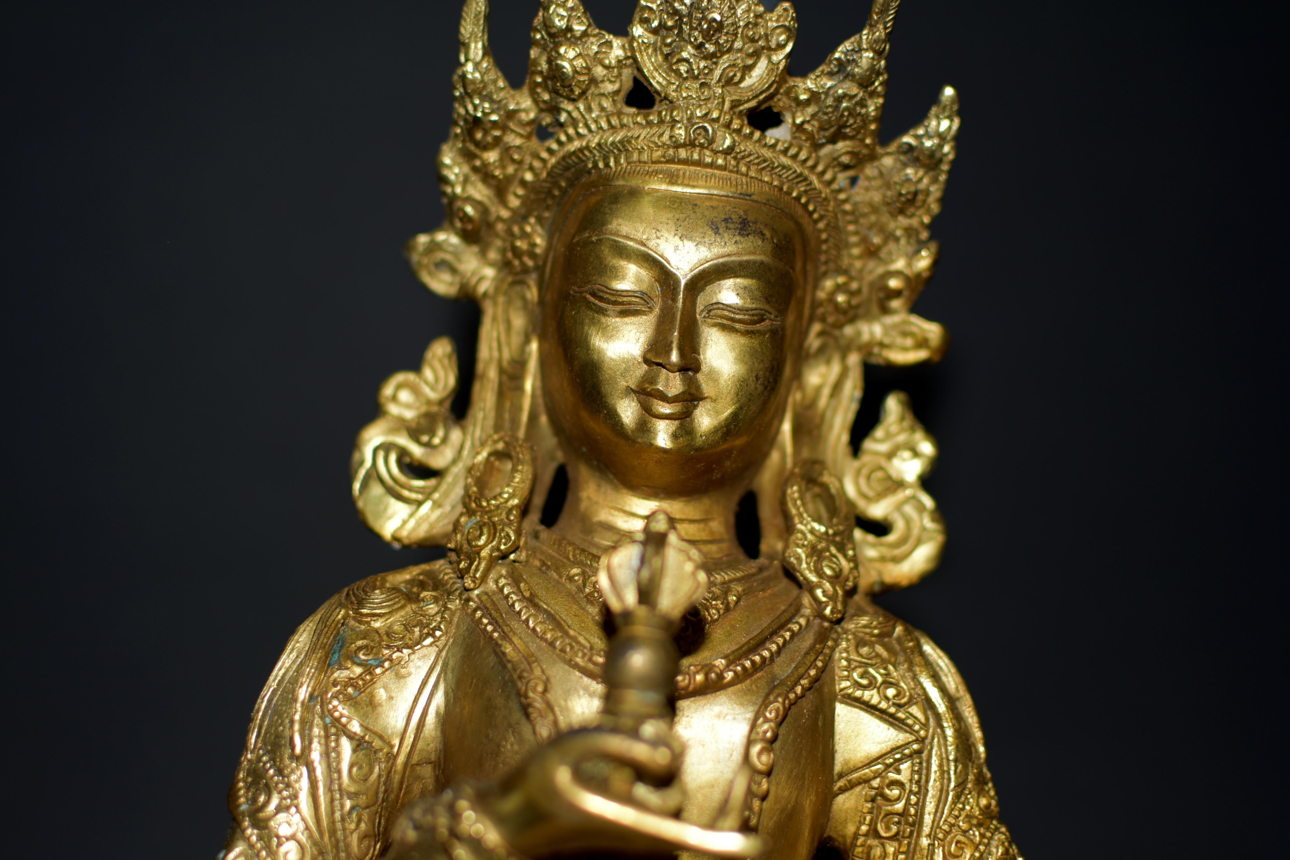 Tibetan Buddha Vajrasattva Gilt Bronze 12
