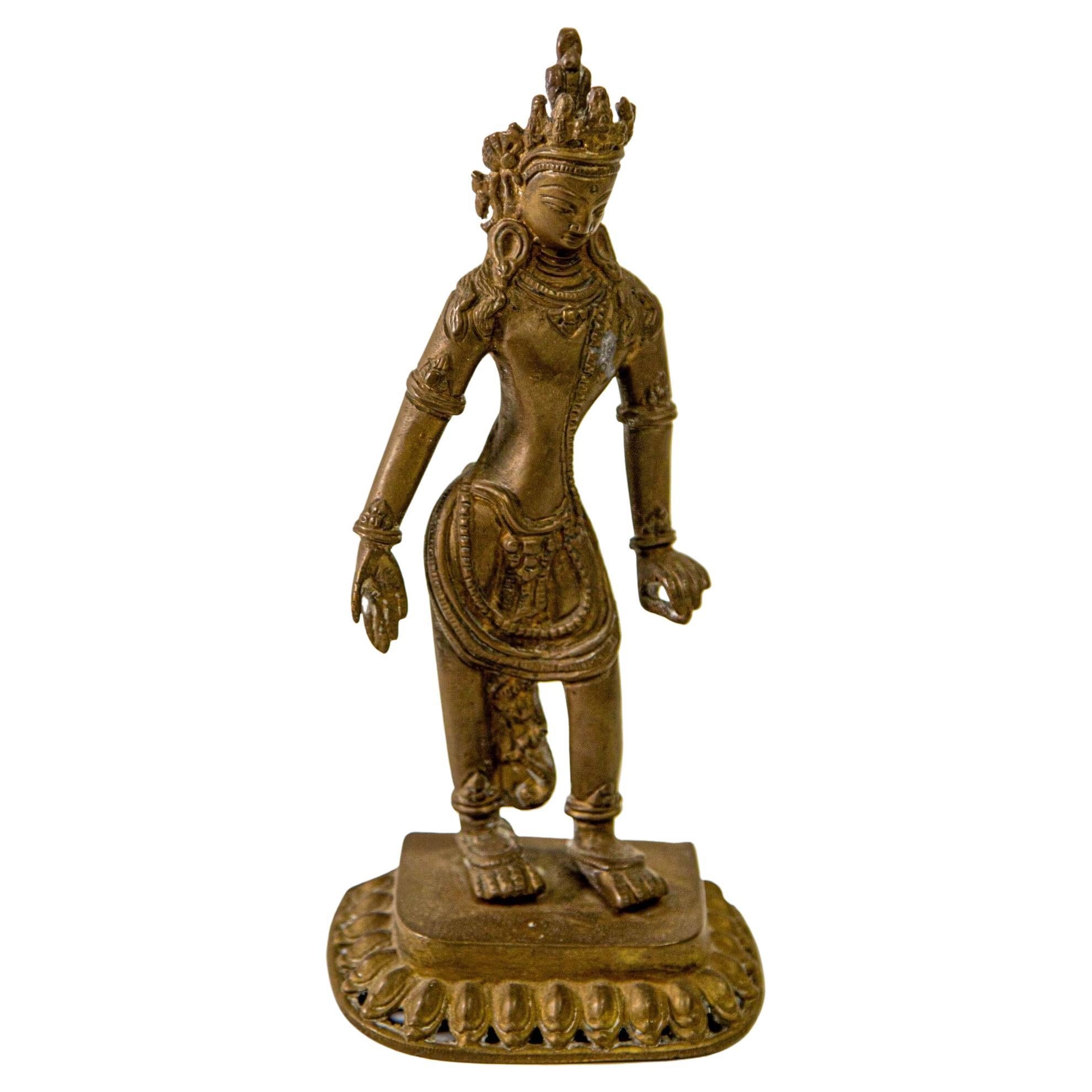 Tibetan Buddhist Deity Avalokiteshvara Bodhisattva Cast Bronze Sculpture For Sale