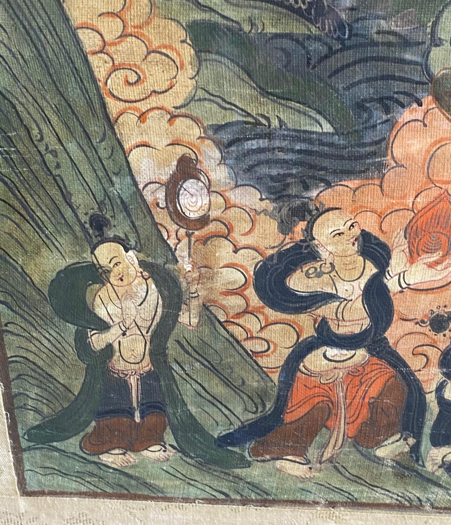 Tibetan Buddhist Framed Thangka Painting of Buddhistic Bodhisattva Goddess Deity For Sale 8