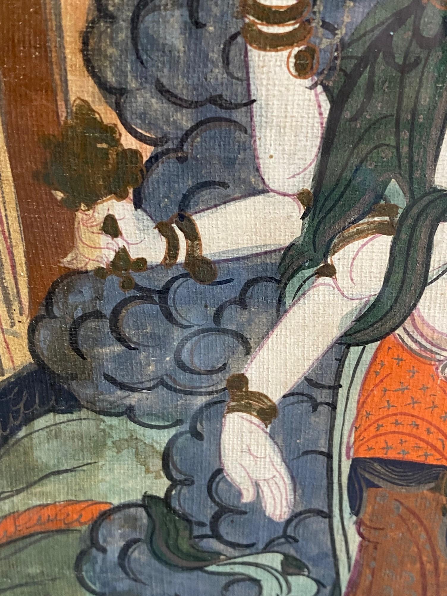 Tibetan Buddhist Framed Thangka Painting of Buddhistic Bodhisattva Goddess Deity For Sale 12