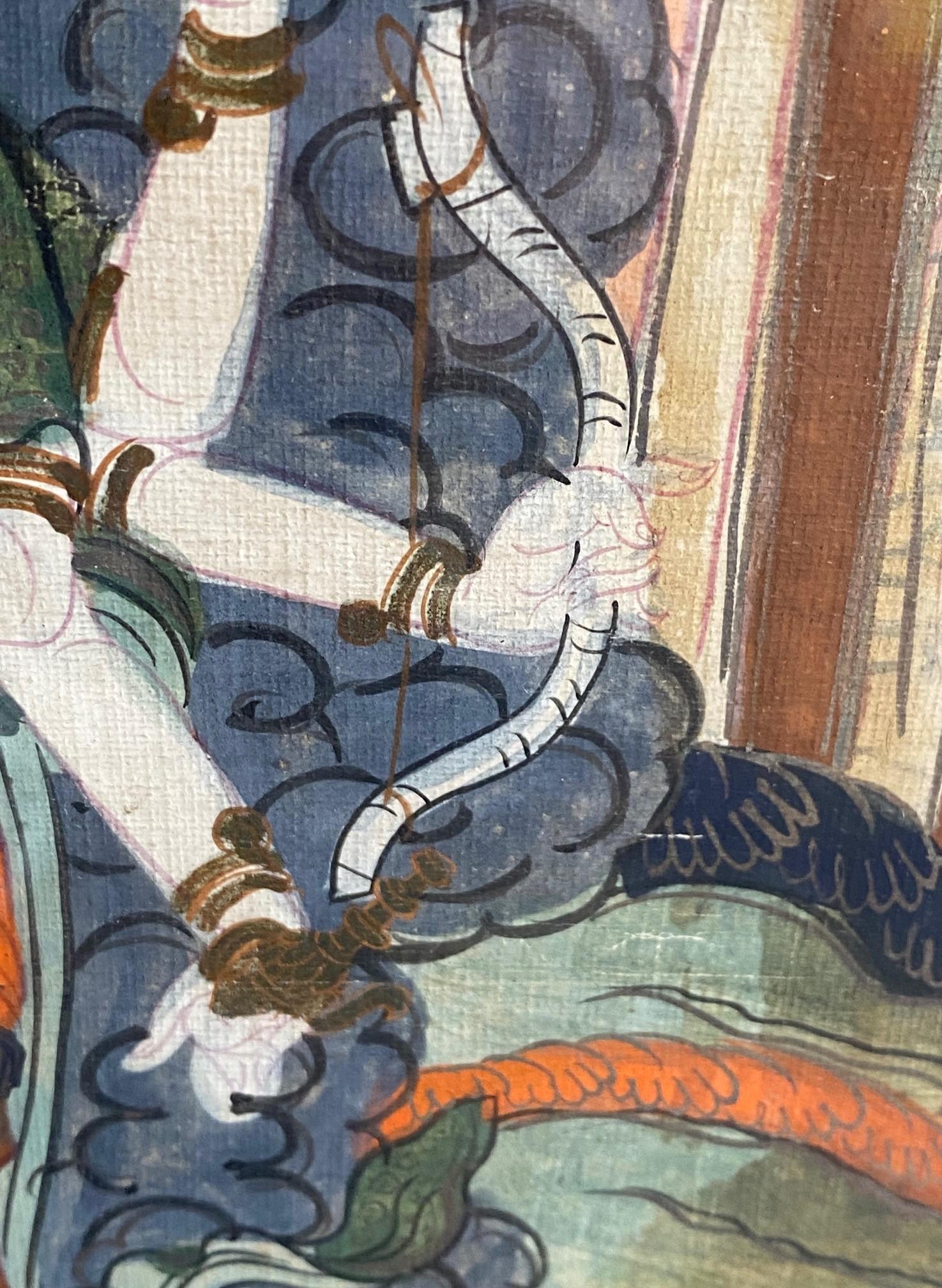 Tibetan Buddhist Framed Thangka Painting of Buddhistic Bodhisattva Goddess Deity For Sale 13