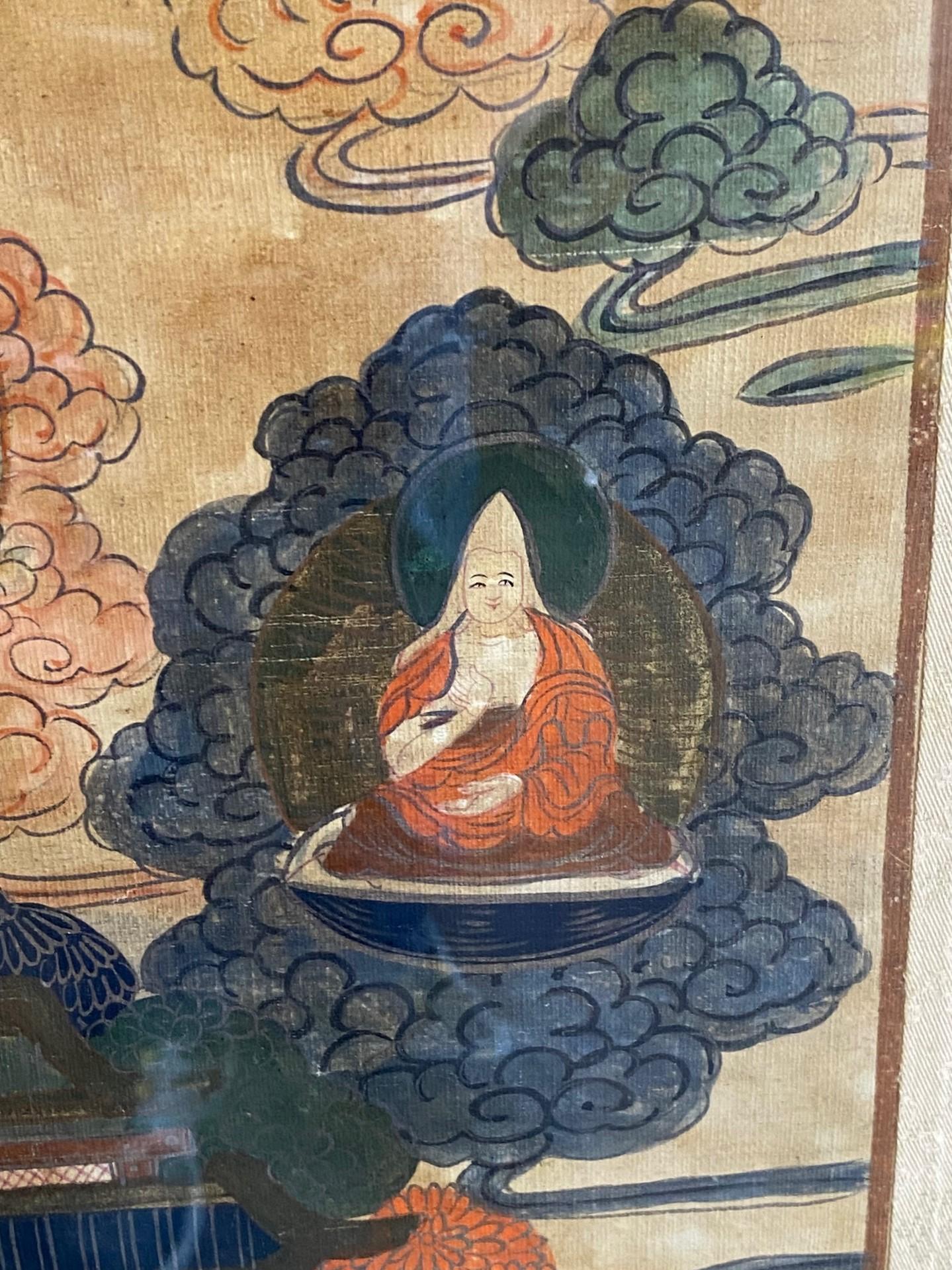 Tibetan Buddhist Framed Thangka Painting of Buddhistic Bodhisattva Goddess Deity For Sale 1