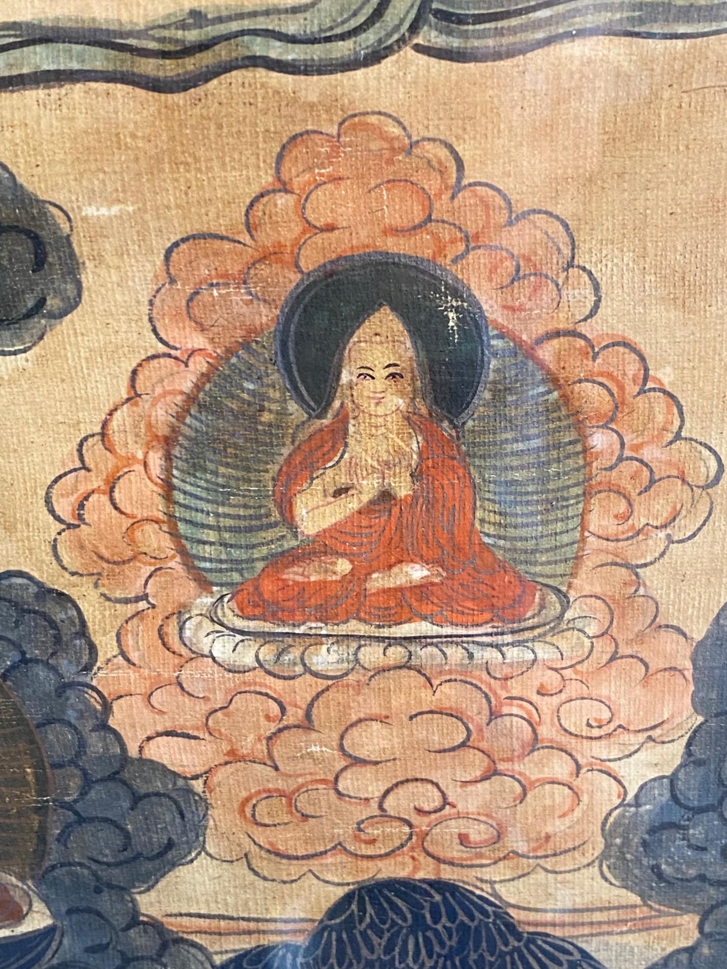 Tibetan Buddhist Framed Thangka Painting of Buddhistic Bodhisattva Goddess Deity For Sale 2