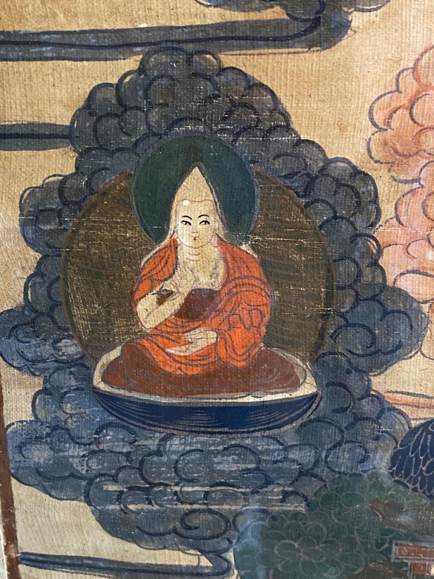 Tibetan Buddhist Framed Thangka Painting of Buddhistic Bodhisattva Goddess Deity For Sale 3