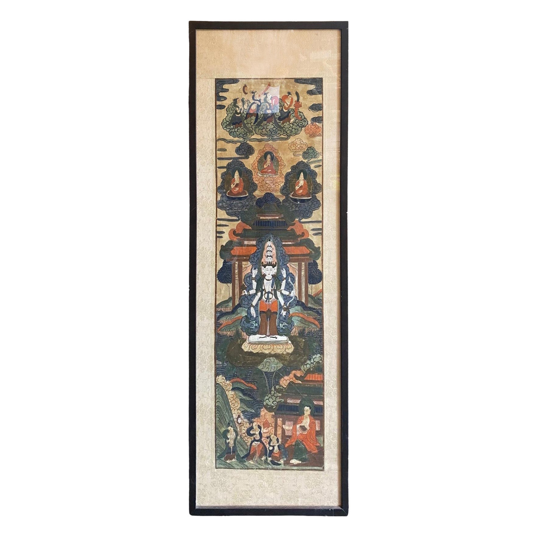 Gerahmtes buddhistisches gerahmtes Thangka-Gemälde der buddhistischen Bodhisattva-Göttin der Gottheit aus Tibet