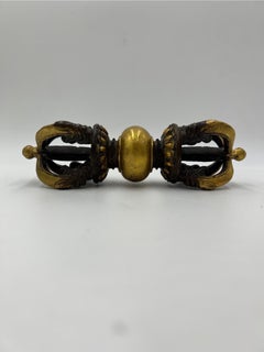 Tibetan Buddhist Gilded Cast Bronze Vajra