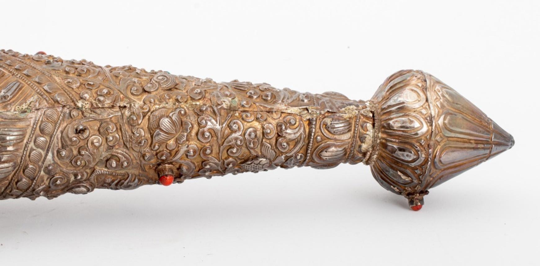 Tibetan Buddhist Silver Covered Shell Horn, 19th C 5