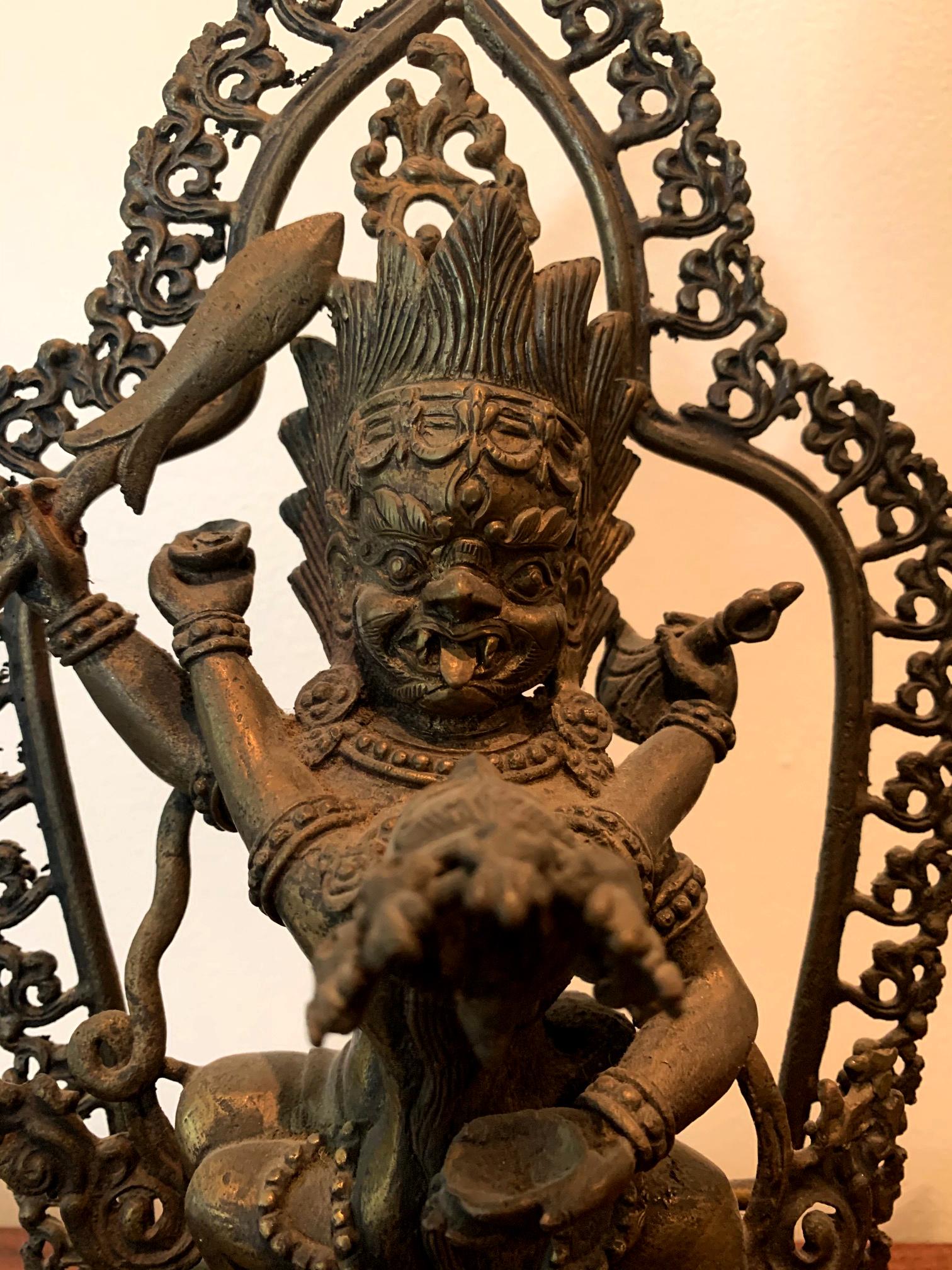 Tibetan Cast Bronze Statue of Yamantaka In Good Condition For Sale In Atlanta, GA