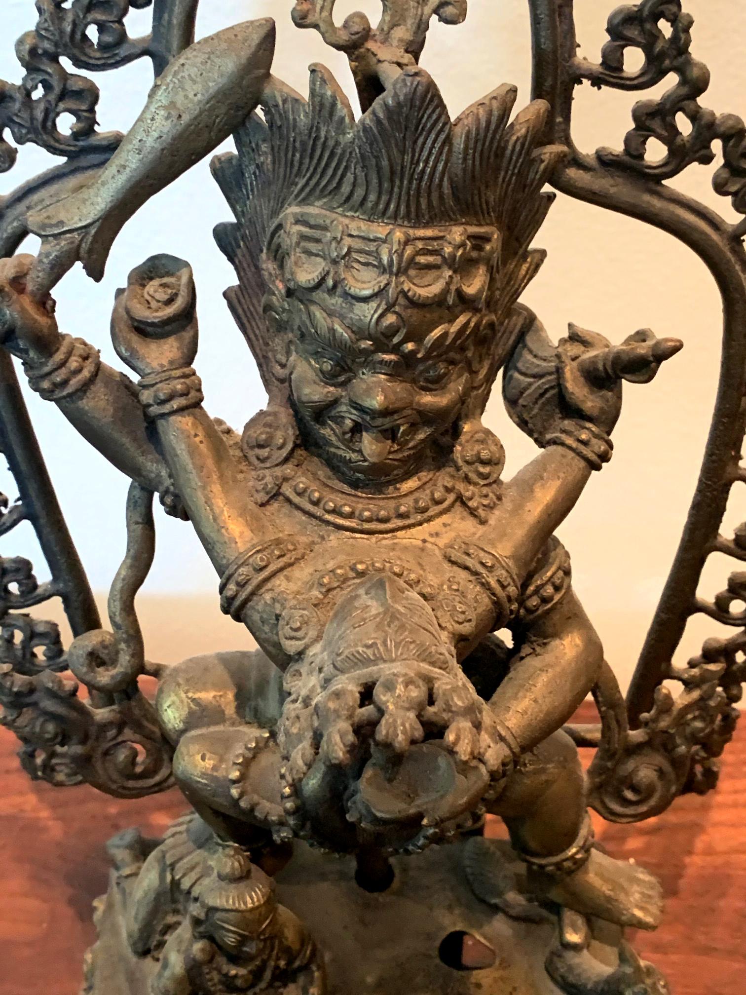 19th Century Tibetan Cast Bronze Statue of Yamantaka For Sale