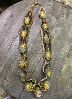 Tibetan Ceremonial Sash with Thirteen Ornamental Bronze Heads, 18th Century