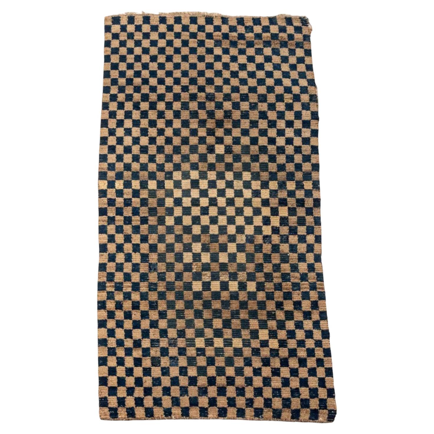 Tibetan Checkerboard Khaden Rug, 4' 8" x 2' 5"