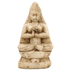 Tibetano-Cina Dinastia Qing 18° secolo circa 1800 Divinità di Buddha seduto intagliato
