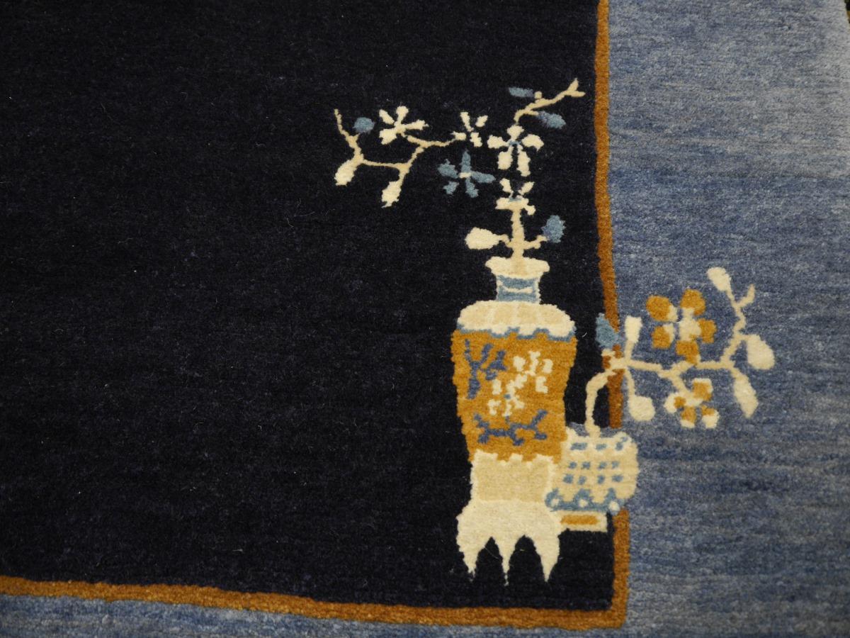 Art déco Tapis tibétain en pure laine noué à la main par Djoharian Collection Antique Design en vente