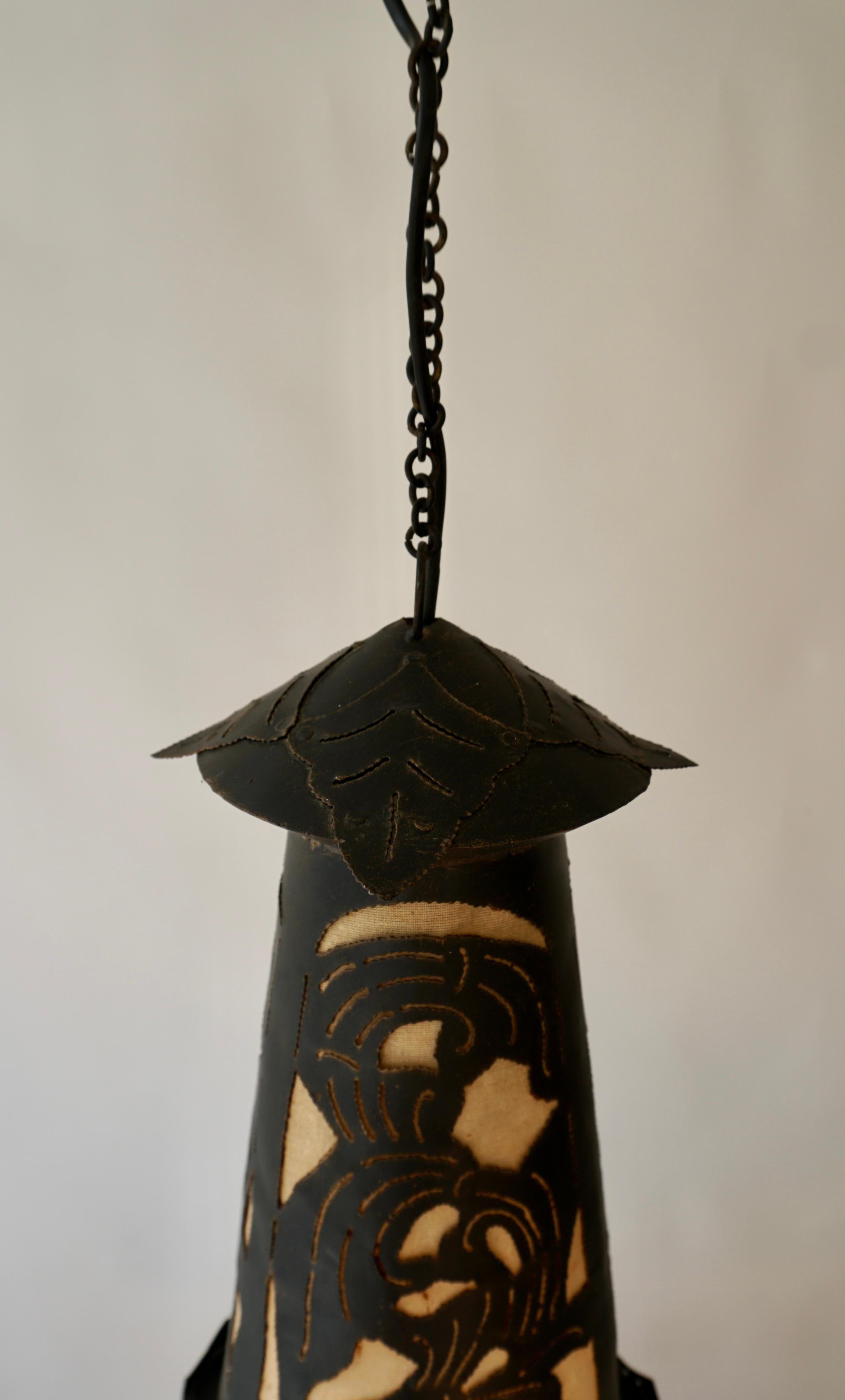 Tibetan Copper Pendant Lamp or Lantern For Sale 11
