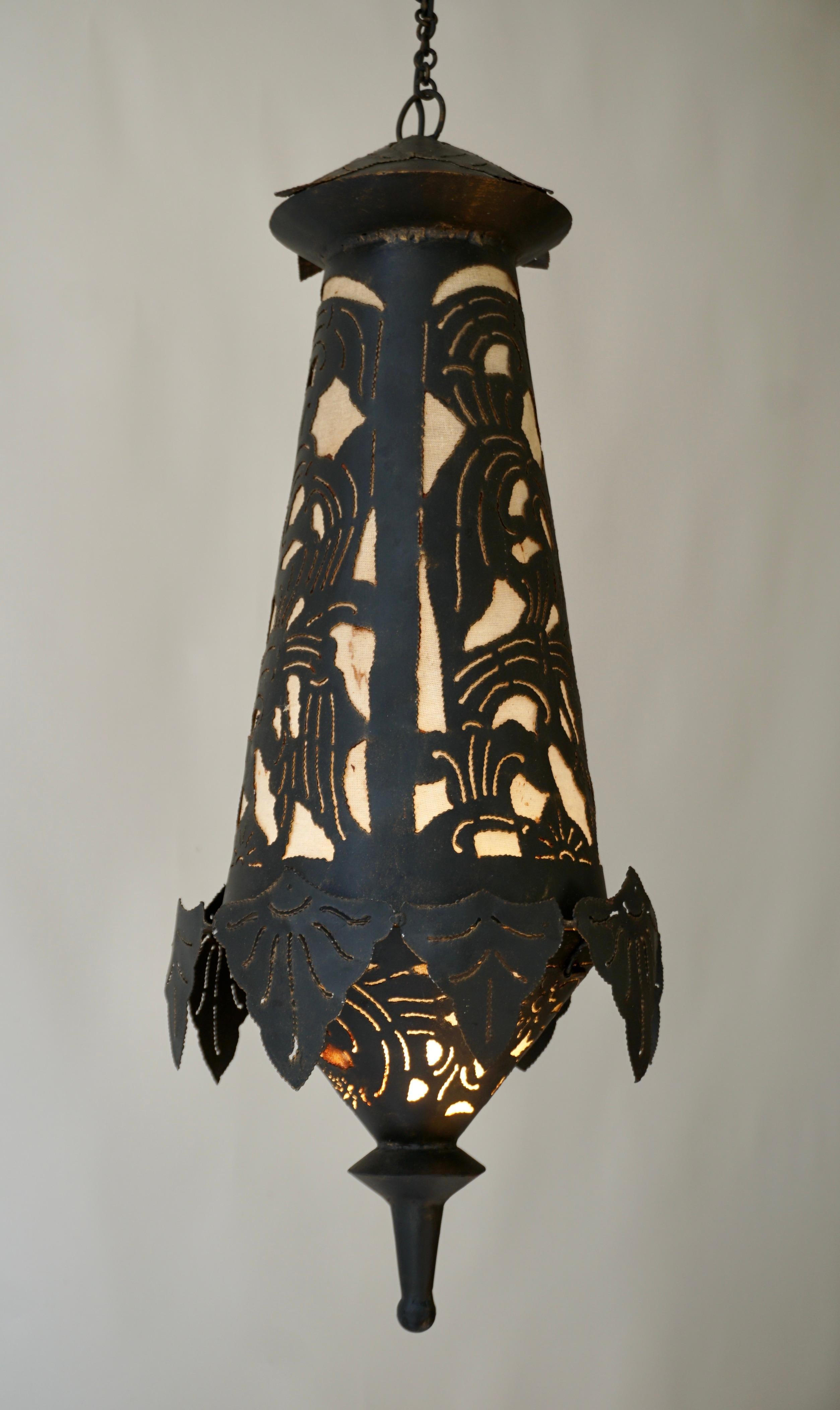 20th Century Tibetan Copper Pendant Lamp or Lantern For Sale