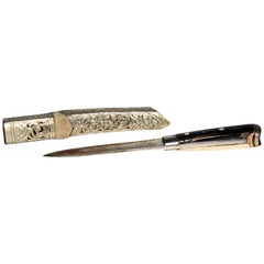 Tibetan Dagger Bone Ornate Scabbard Pocket Knife, Asia, 19th Century SALE