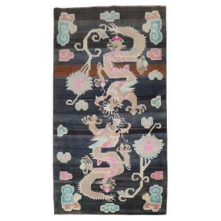 Eccentric Antique Tibetan Dragon and Phoenix Sitting Design Rug at ...