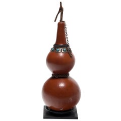 Tibetan Double Gourd Flask on Stand, c. 1850