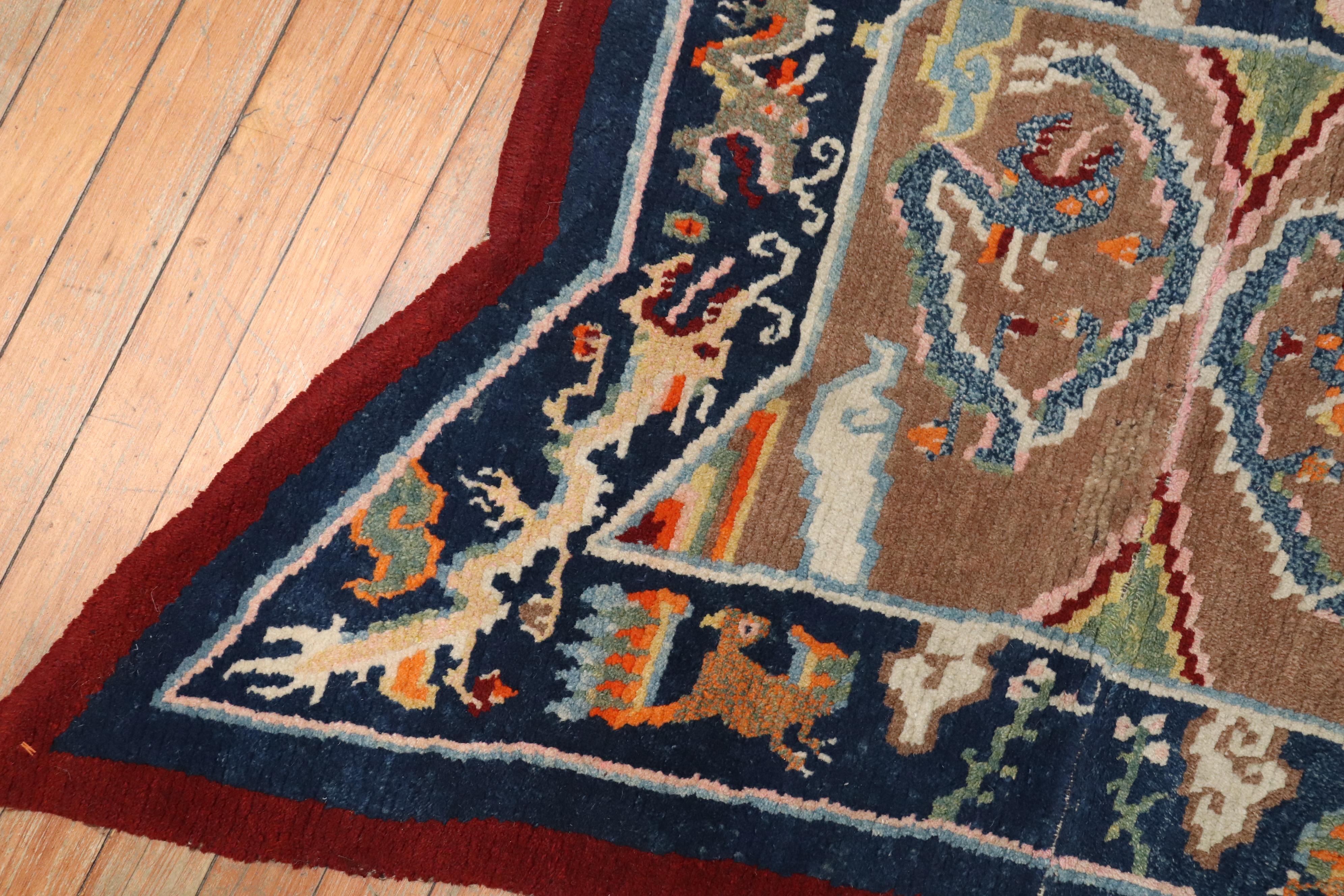 Tibetan Dragon Horse Cover Textile Rug In Good Condition For Sale In New York, NY