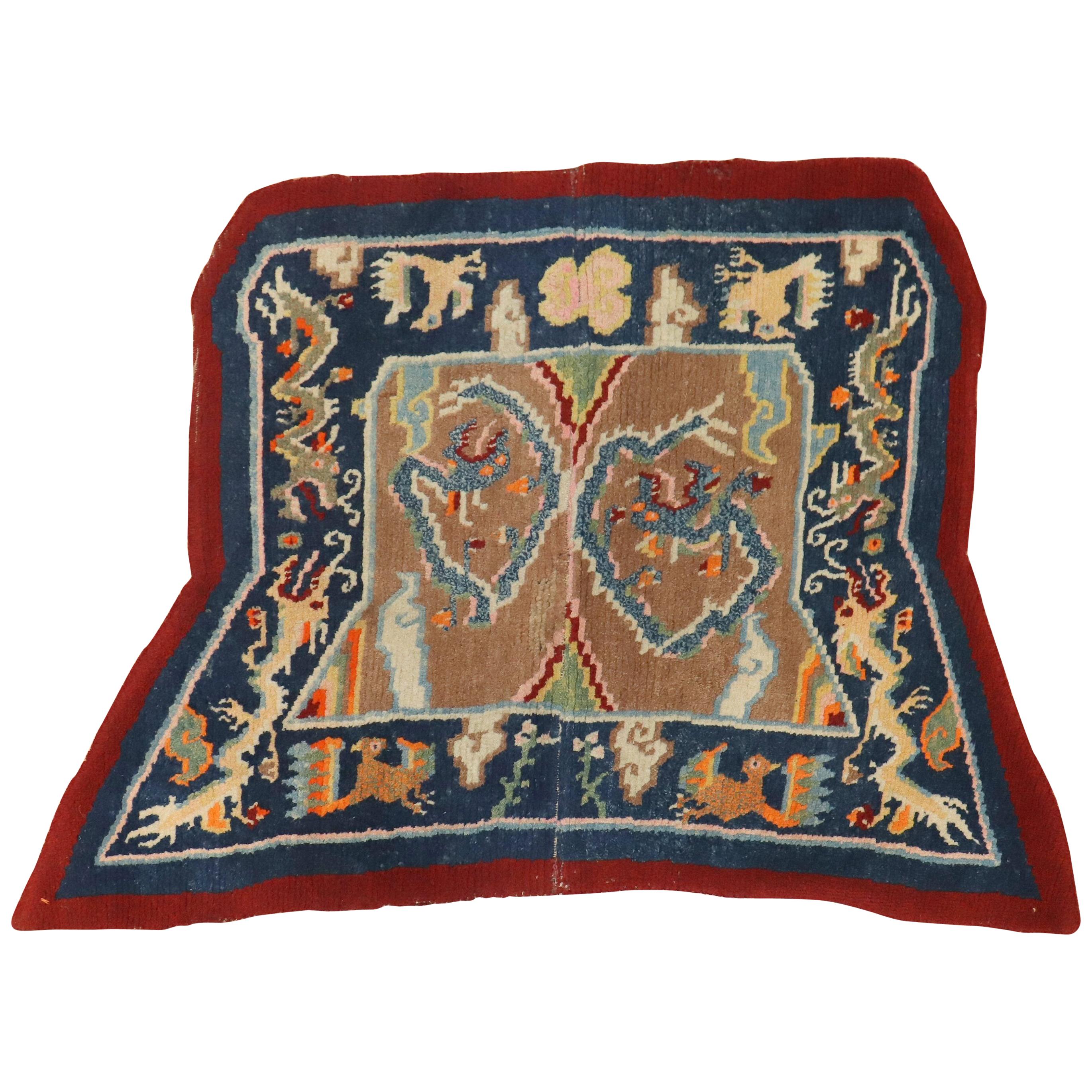 Tapis textile couvrant le dragon tibétain et le cheval