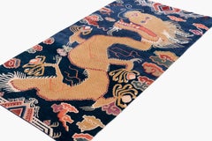 Tibetan Dragon Indigo Tibetan Clouds Wool Accessory Runner Rug by Joseph Carini