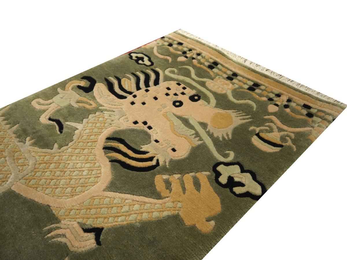 Vintage Tibetan dragon pillar column rug Chinese temple design hallway stairway runner, measure 9.6 x 3.3 ft / 285 x 100 cm

A beautiful vintage dragon pillar rug, hand knotted using finest Tibetan highland wool.

Very soft and dense pile - just