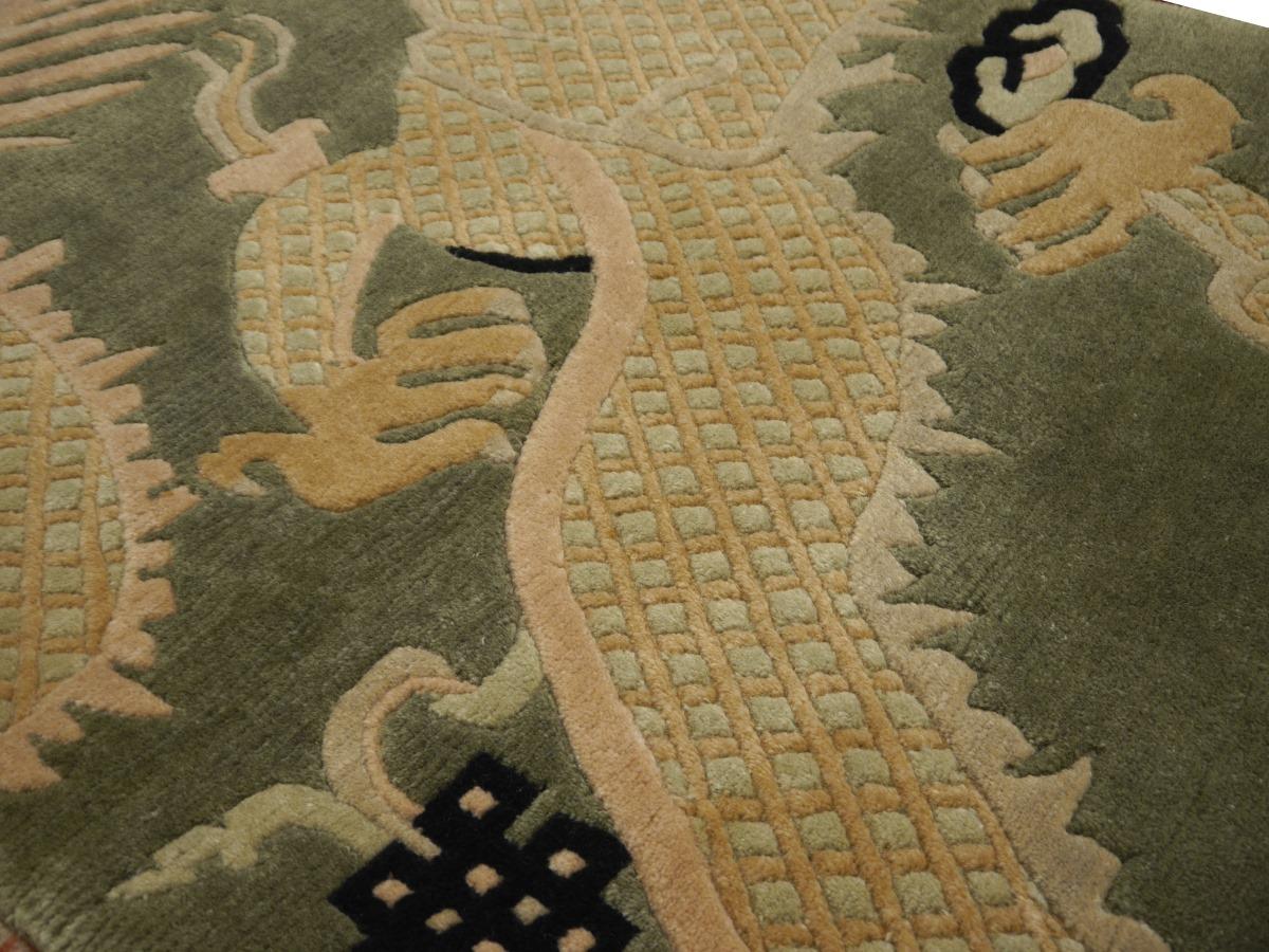 Wool Tibetan Dragon Pillar Column Rug Chinese Temple Design Hallway Stairway Runner For Sale