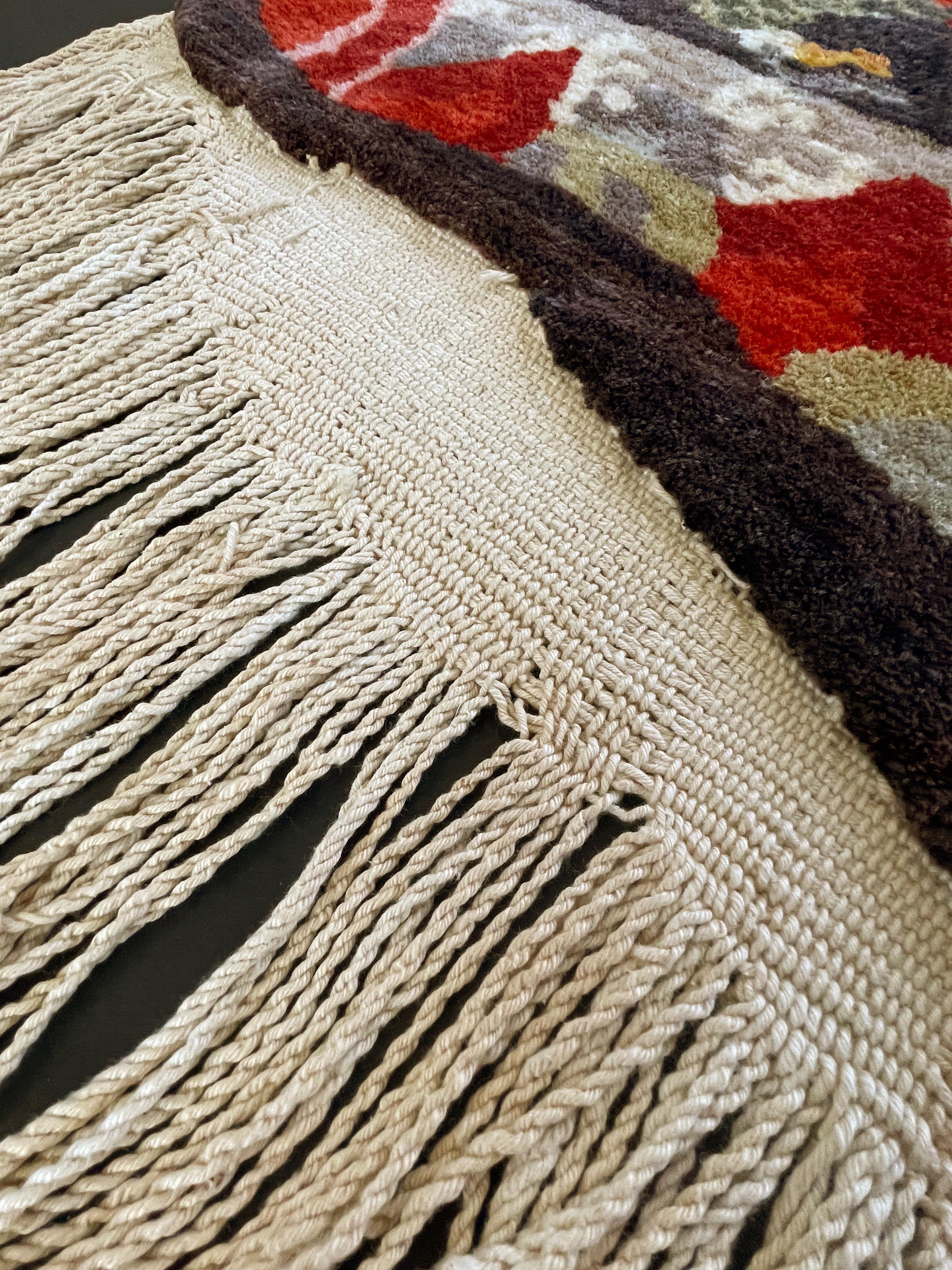 Tibetan Dragon Rug Pure Wool Hand Knotted, Asymmetrical Tapestry, 1970s For Sale 4