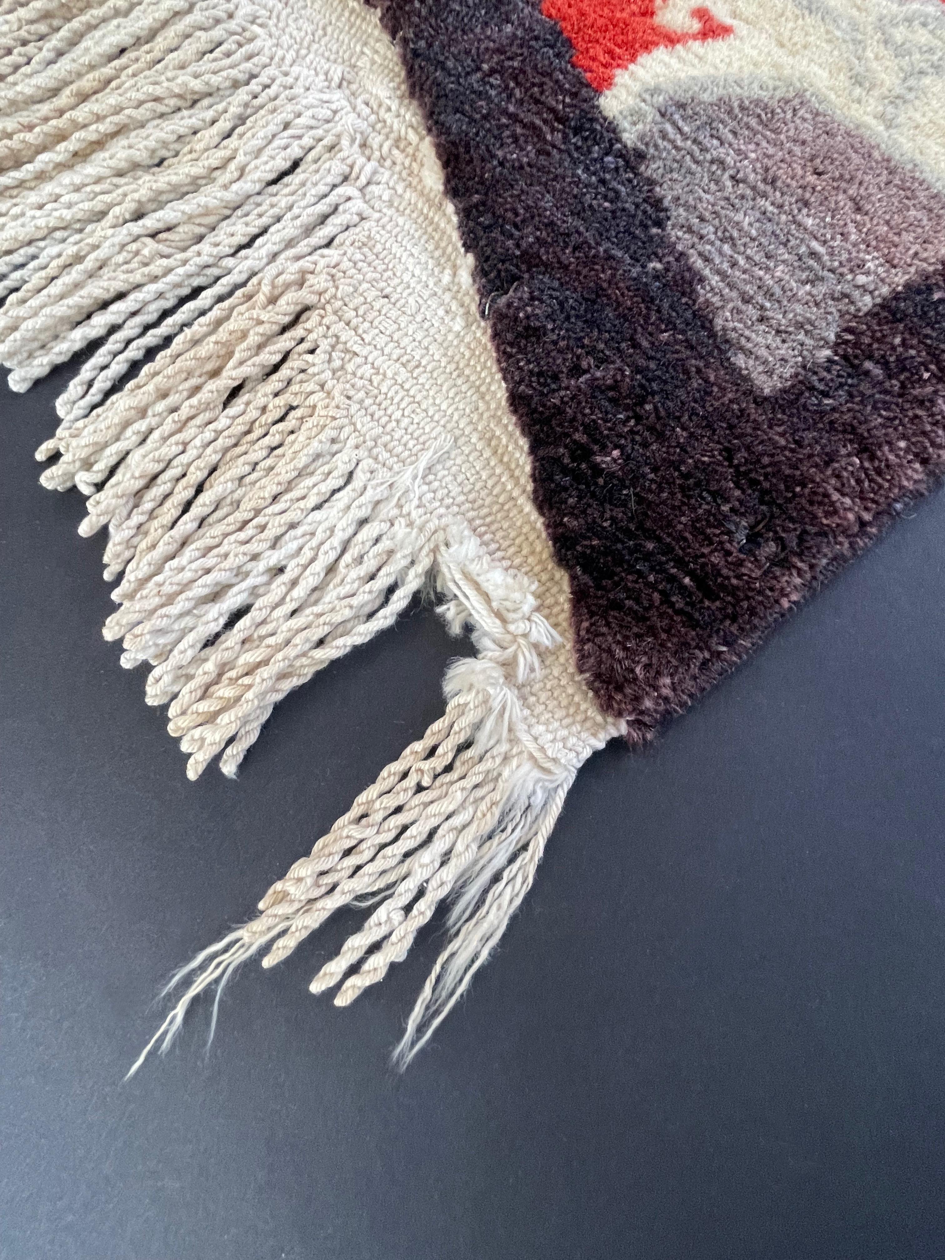 Tibetan Dragon Rug Pure Wool Hand Knotted, Asymmetrical Tapestry, 1970s For Sale 7