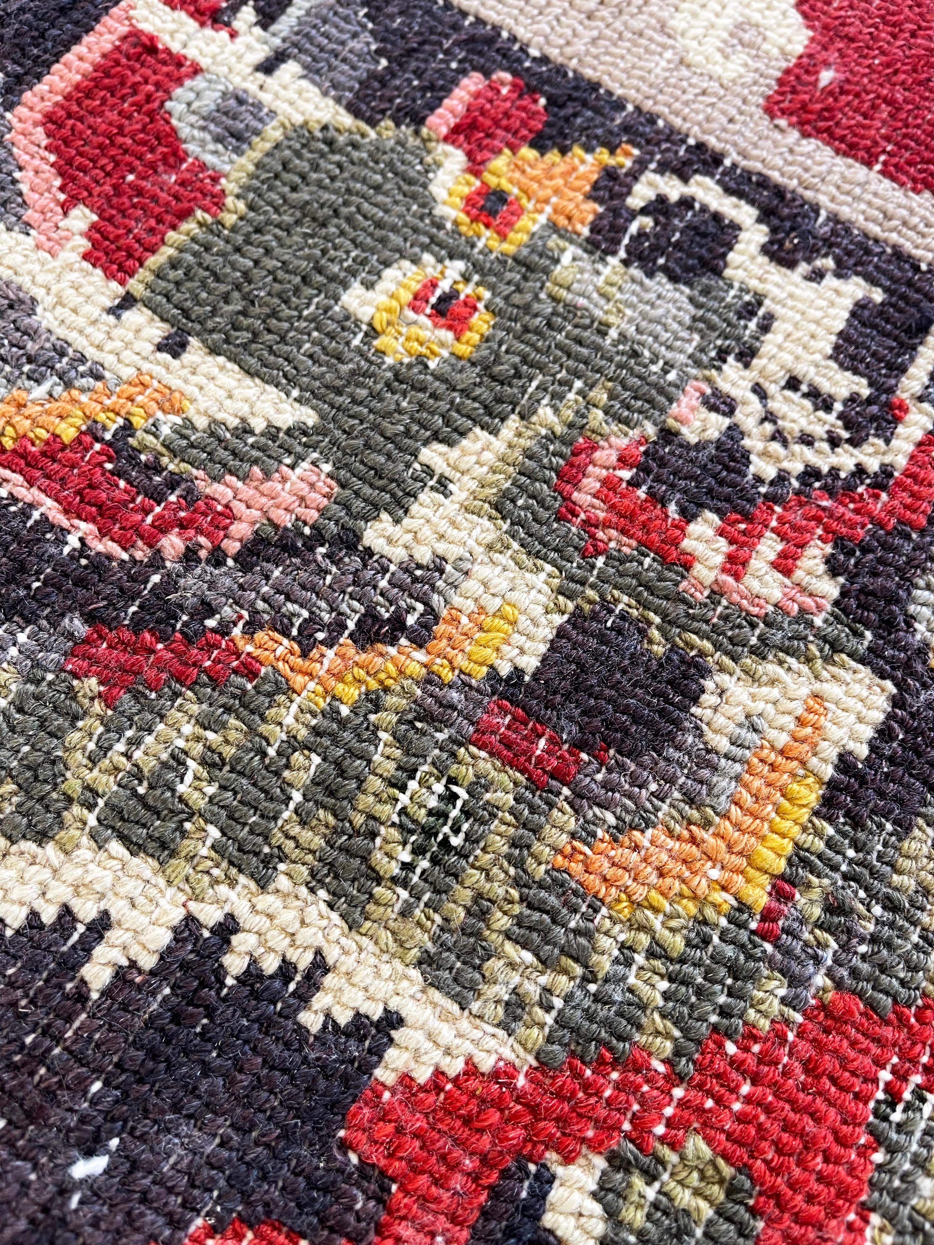 Tibetan Dragon Rug Pure Wool Hand Knotted, Asymmetrical Tapestry, 1970s For Sale 9