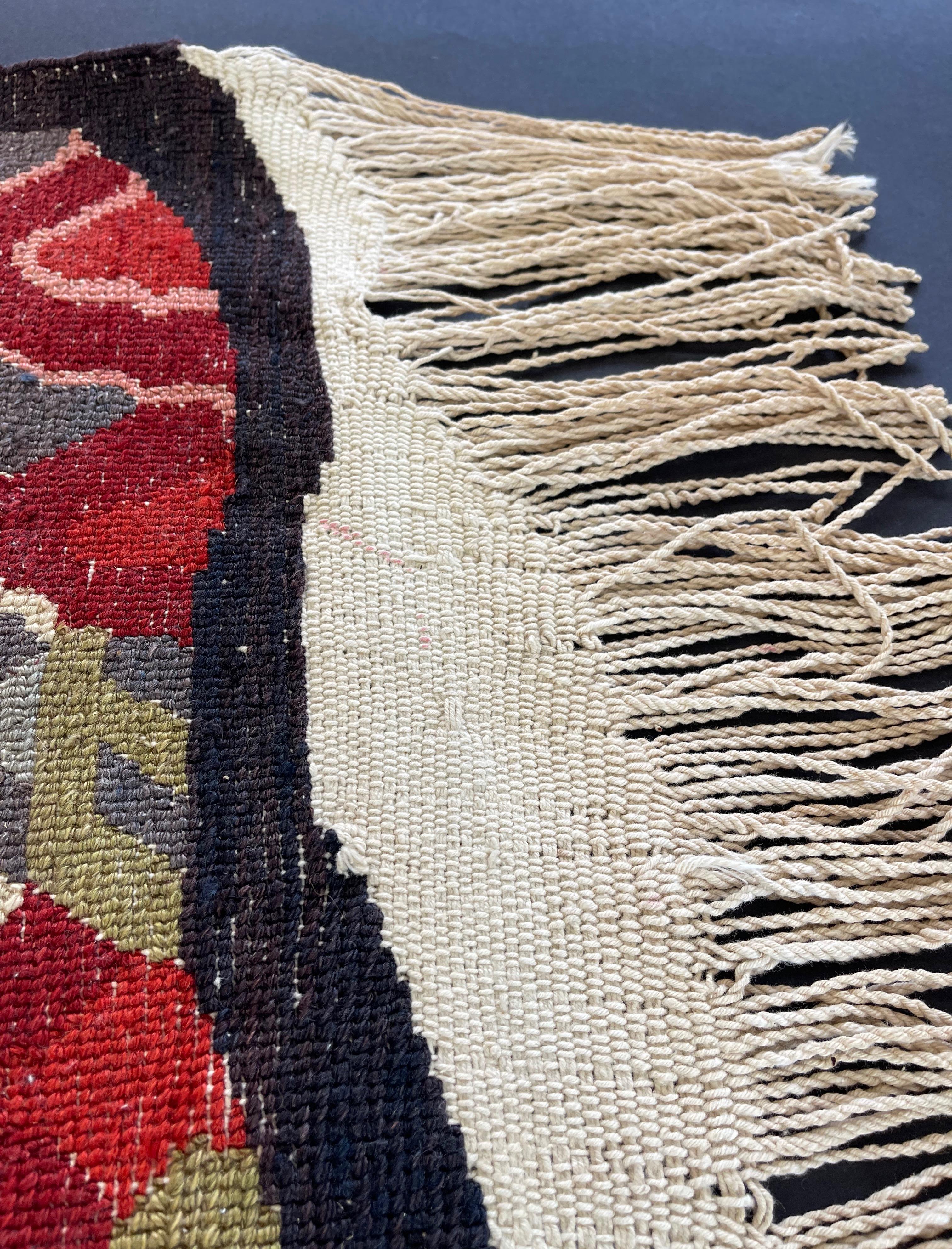 Tibetan Dragon Rug Pure Wool Hand Knotted, Asymmetrical Tapestry, 1970s For Sale 1