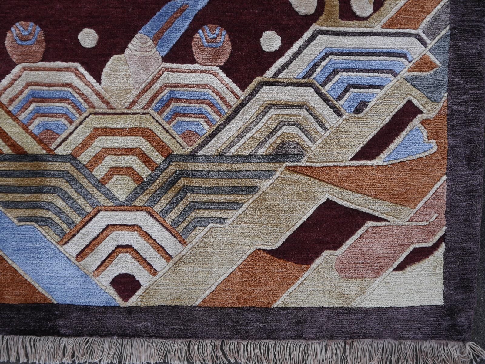 Tibetischer Drachenteppich aus Wolle und Seide im Stil des kaiserlichen chinesischen Kansu-Designs (Khotan) im Angebot