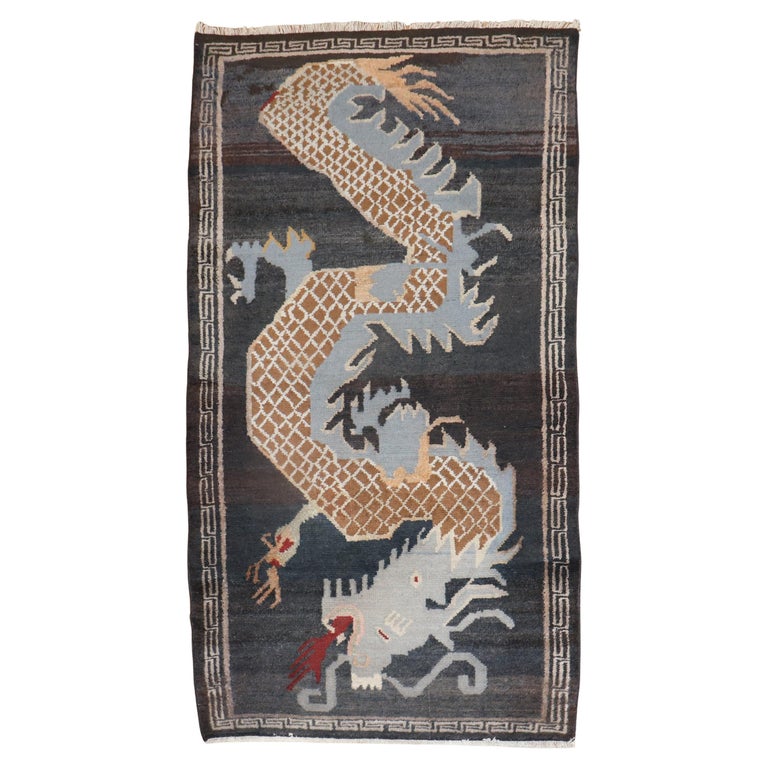 Tibetan Dragon Vintage Rug For Sale at 1stDibs