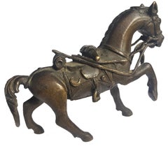 Tibetan Equestrian Bronze Sculpture of Horse in Full Harness, 17th Century