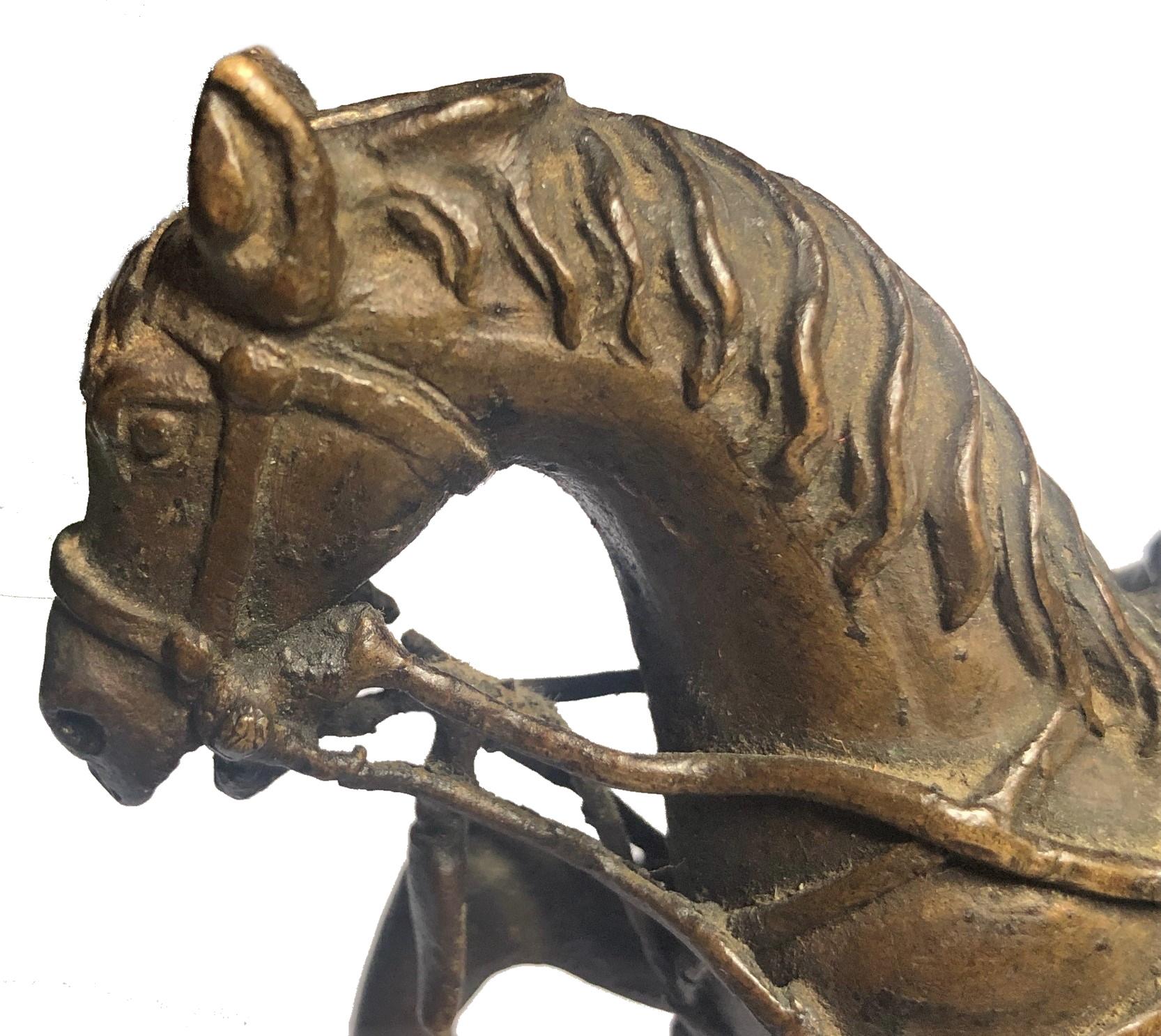 Tibetan Equestrian Bronze Sculpture of Horse in Full Harness, 17th Century In Good Condition For Sale In New York, NY
