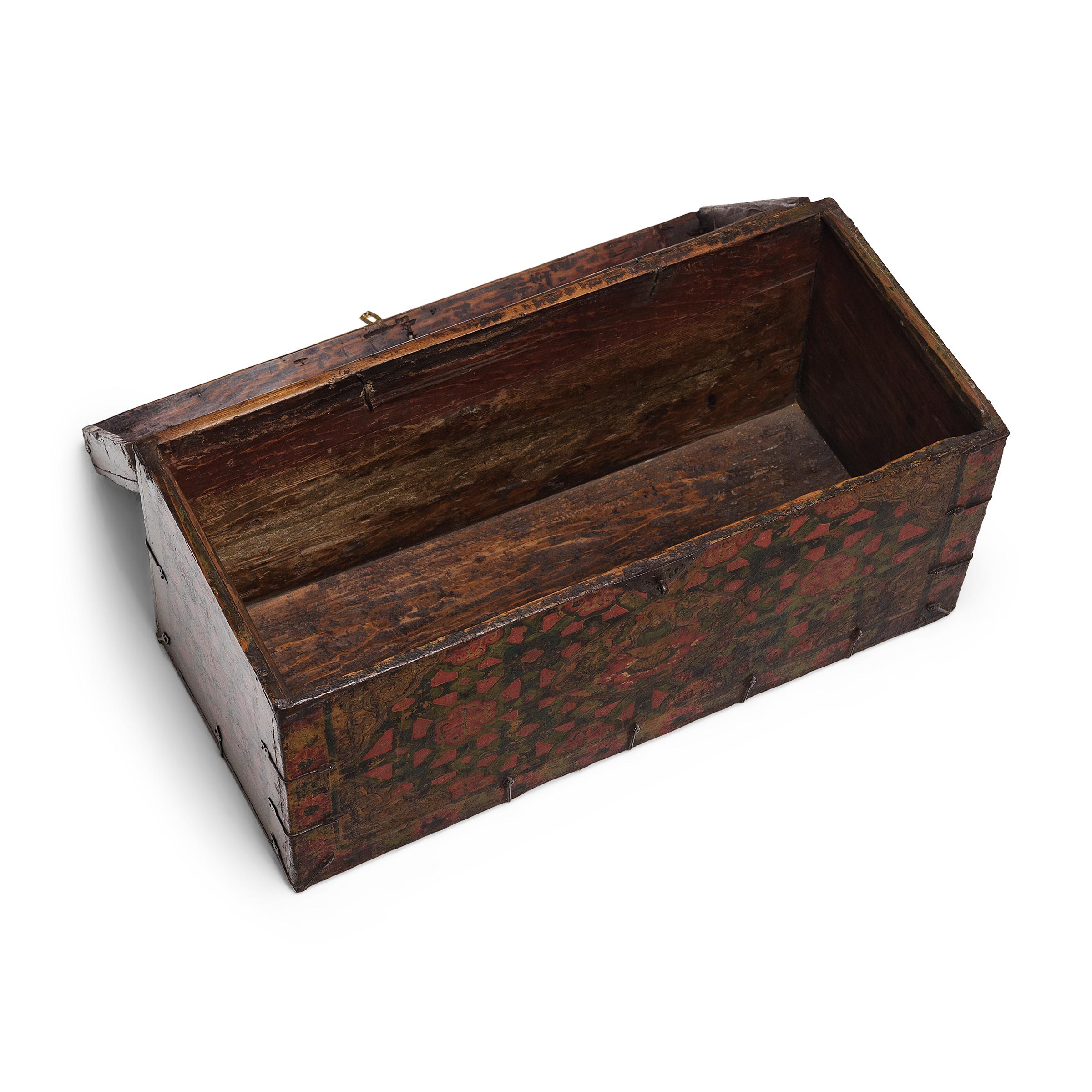 Tibetan Flaming Jewel Trunk, c. 1850 In Good Condition For Sale In Chicago, IL