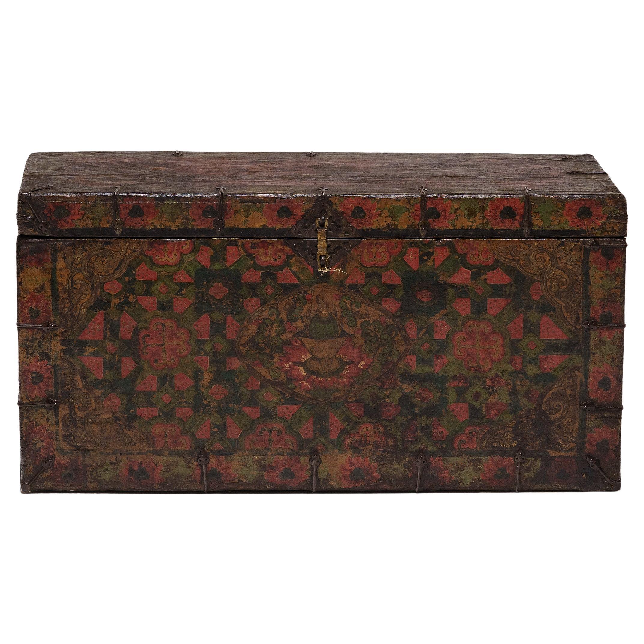 Tibetan Flaming Jewel Trunk, c. 1850 For Sale