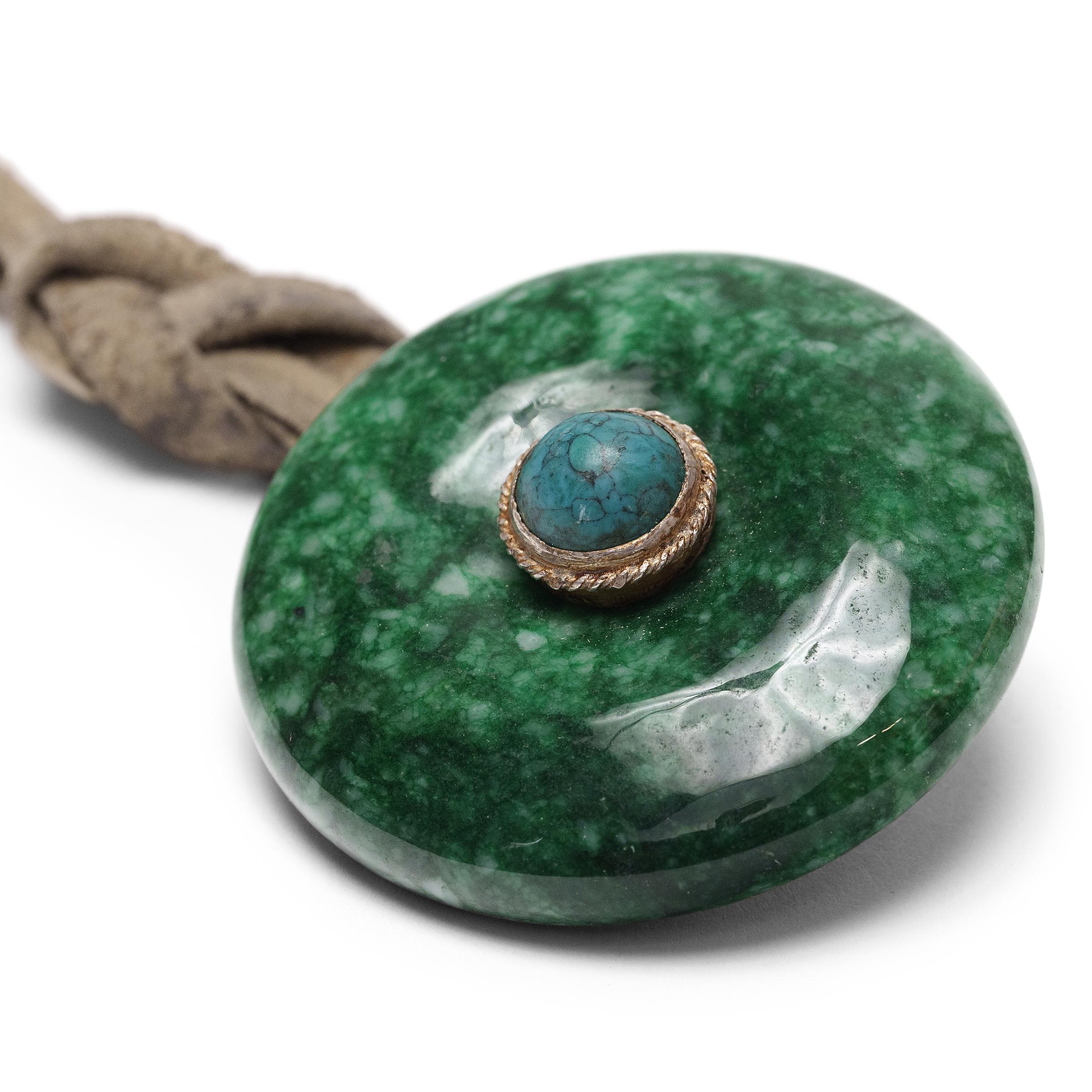 Tibetan Flint Striker with Malachite Clasp In Good Condition In Chicago, IL